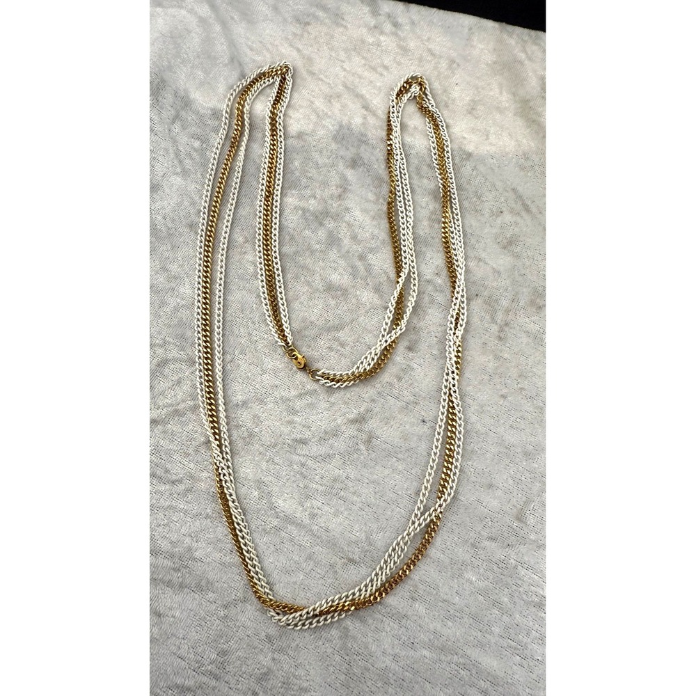 Vintage Monet Necklace Gold Tone Signed 34"